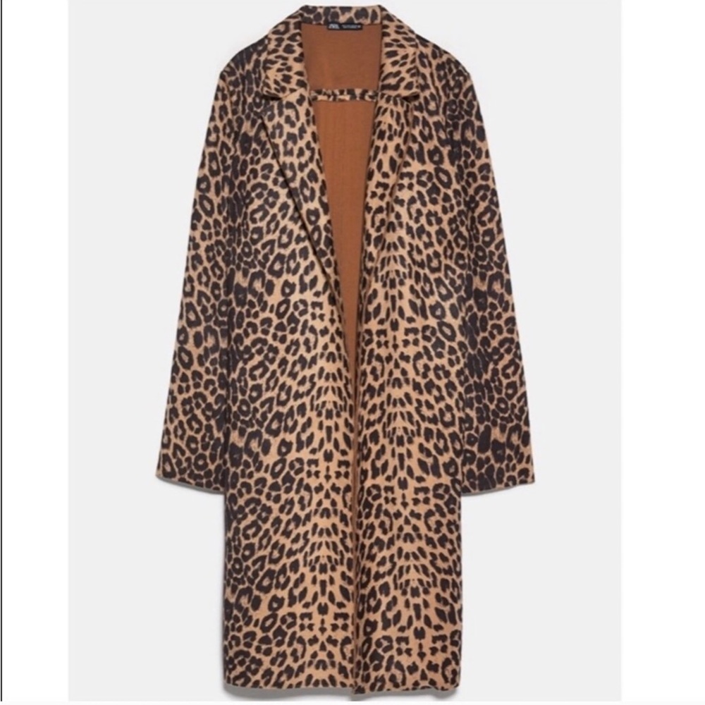 Zara Leopard Print Trench Coat